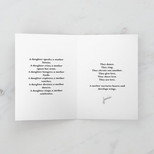 Meine Mutter, meine Tochter-Grußkarte Karte (Innenseite)