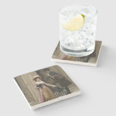 Meine Nachbarin nebenan (Flirting Couple) (Schönhe Steinuntersetzer (Seitenansicht)