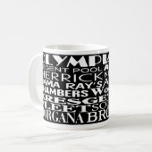 Meine Nachbarschafts-Tasse mit weißem Text Kaffeetasse (Vorderseite Links)