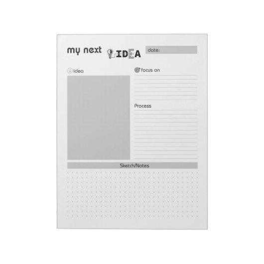 Meine nächste Idee Gray Notepad Notizblock (Rotiert)