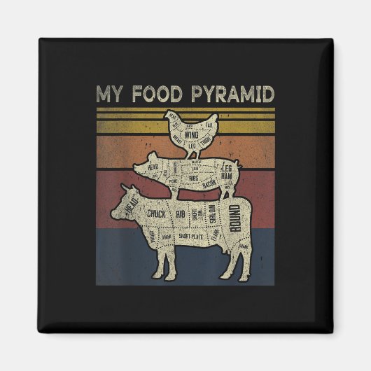 Meine Nahrungsmittelpyramide - Lustiger Bbq-Witz - Magnet (Vorne)