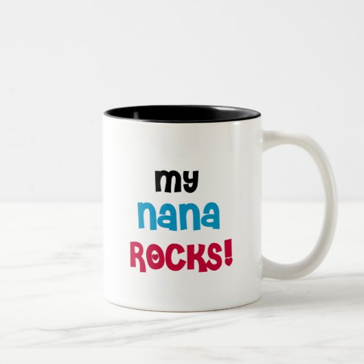 Meine Nana Rocks T - Shirt und Geschenke Zweifarbige Tasse (Rechts)