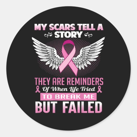 Meine Narben erzählen eine Geschichte - Brustkrebs Runder Aufkleber (Vorderseite)