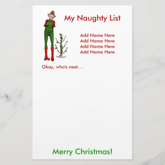 Meine Naughty-Liste Briefpapier (Vorderseite)