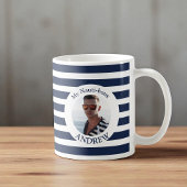Meine Nauti-Bouy Navy Blue Striped Foto Tasse