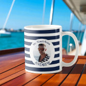 Meine Nauti-Bouy Navy Blue Striped Foto Tasse