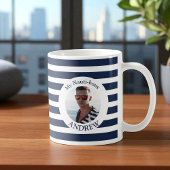 Meine Nauti-Bouy Navy Blue Striped Foto Tasse