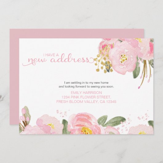 Meine neue Adresse florrosa Gold Moving Ankündigung (Vorne/Hinten)