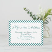 Meine neue Adresse mit Aquamarinen und weißen Polk Begleitkarte (Stehend Vorderseite)
