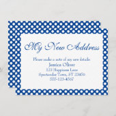 Meine neue Adresse mit dunkelblauen und weißen Pol Begleitkarte (Vorne/Hinten)