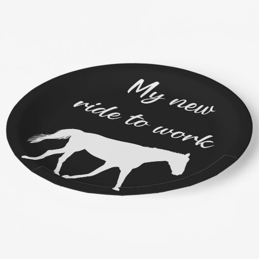 Meine neue Reise zur Arbeit bei Pferdefreude Pappteller (Schrägansicht)