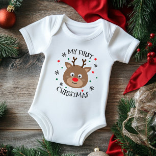 Meine Niedliche Rentierschneeflocke zu Weihnachten Baby Strampler