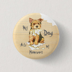 Meine Norwich Terrier Ate meine Hausaufgaben Button