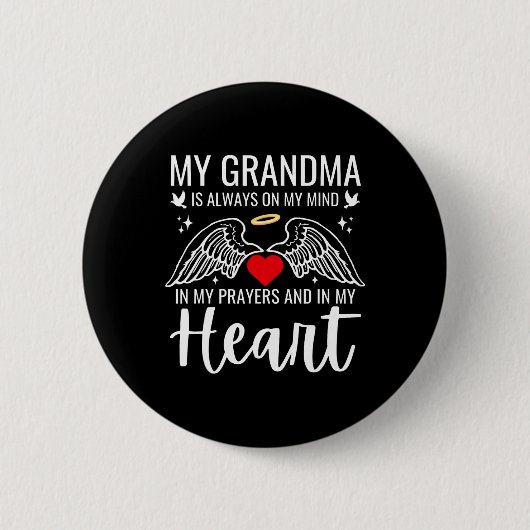 Meine Oma Guardian Angel Heaven Memorial Liebe Mot Button (Vorderseite)