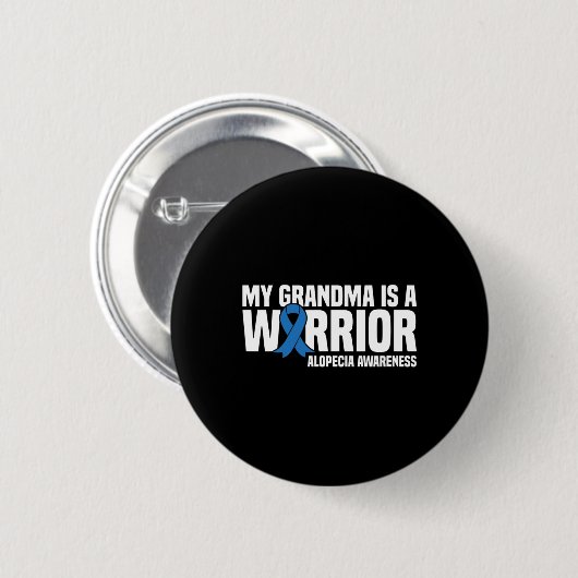 Meine Oma ist ein Warrior Blue Ribbon Alopecia Awa Button (Vorne & Hinten)