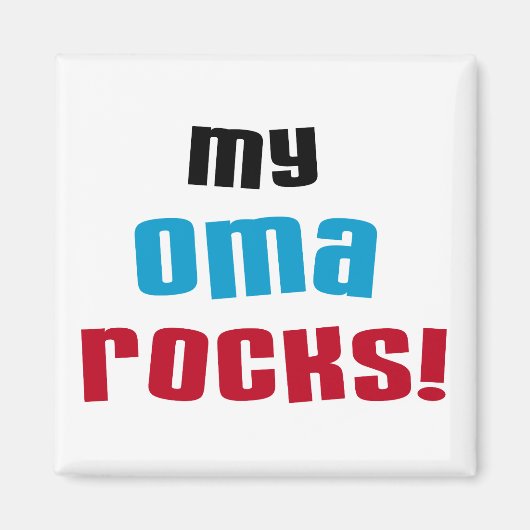 Meine Oma Rocks T - Shirt und Geschenke Magnet (Vorne)