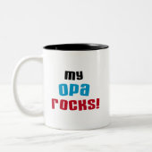 Meine Opa Rocks T - Shirt und Geschenke Zweifarbige Tasse (Links)