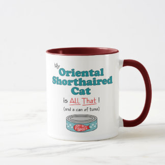 Meine orientalische kurzhaarige Katze ist alle Tasse