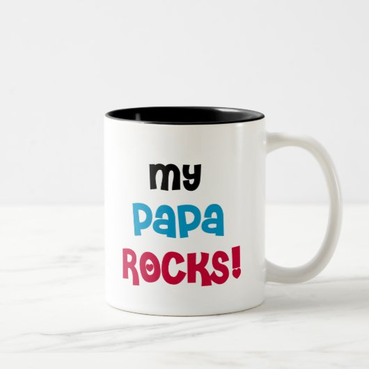 Meine Papa-Felsen Zweifarbige Tasse (Rechts)
