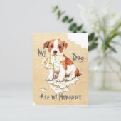 Meine Parson Russell Terrier Ate Meine Hausaufgabe Postkarte (Stehend Vorderseite)