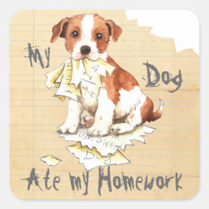 Meine Parson Russell Terrier Ate Meine Hausaufgabe Quadratischer Aufkleber
