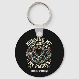 Meine Patienten und meine Pflanzen pflegen Retro-B Schlüsselanhänger