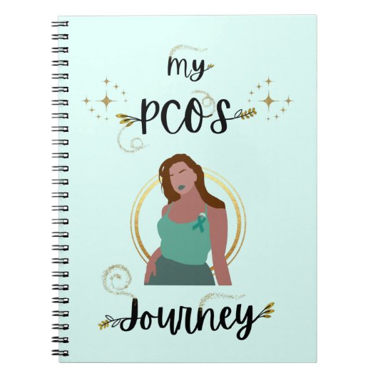 Meine PCOS Reise Gold Glitzer Glitzern Aquamarin R Notizblock (Vorderseite)