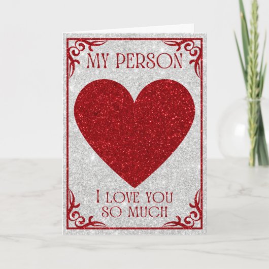 Meine Person Glitzer Valentine Card Karte (Vorderseite)