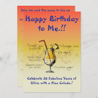 Meine Pina Colada Geburtstagsparty Einladung