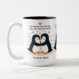 Meine Pinguin-Tasse - Eine Liebe, die für immer an Zweifarbige Tasse