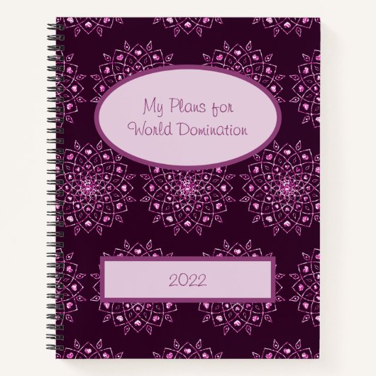 Meine Pläne für die Weltbeherrschung Mandala Notizblock (Vorderseite)
