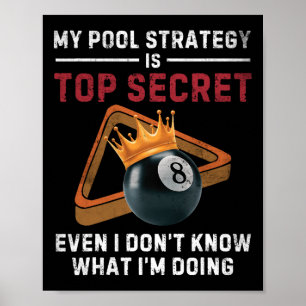 Meine Pool-Strategie Vintag Pool Player Funny Bill Poster