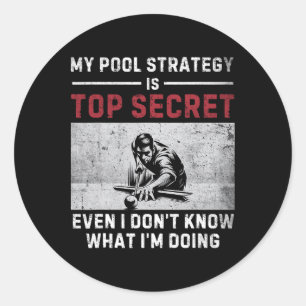 Meine Pool-Strategie Vintage-Poolspieler Lustiger Runder Aufkleber