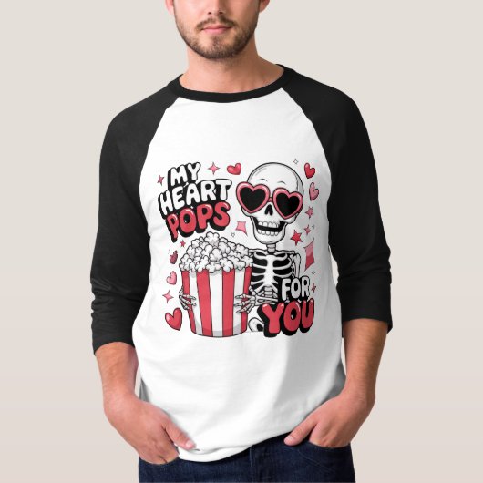 Meine Pop für dich Skeletton Valentinstag T-Shirt (Vorderseite)