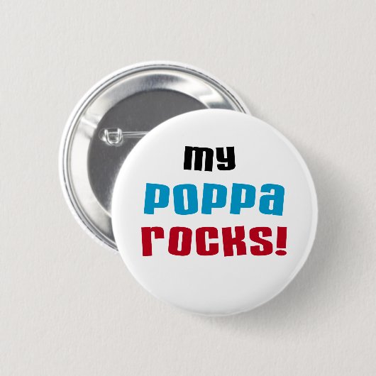 Meine Poppa Rocks Tshirts und Geschenke Button (Vorne & Hinten)