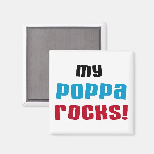 Meine Poppa Rocks Tshirts und Geschenke Magnet (Vorderseite/Rückseite)