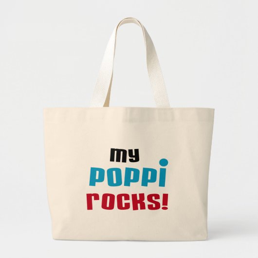 Meine Poppi Rocks T - Shirt und Geschenke Jumbo Stoffbeutel (Vorne)