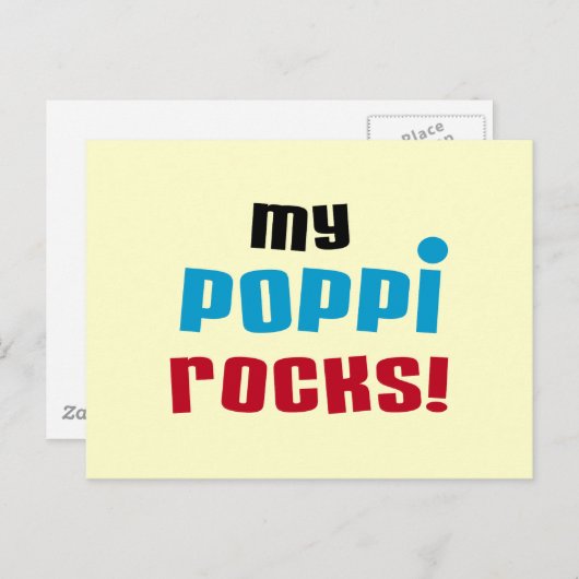Meine Poppi Rocks T - Shirt und Geschenke Postkarte (Vorne/Hinten)