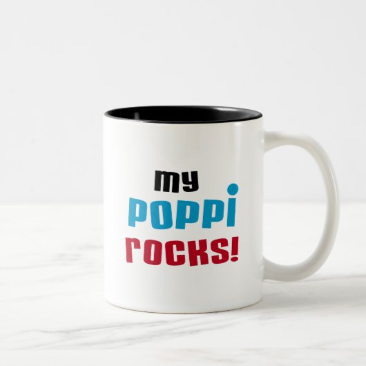 Meine Poppi Rocks T - Shirt und Geschenke Zweifarbige Tasse (Rechts)