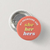 Meine Pronomen sind sie/sie/ihr Retro Pronoun Button (Vorne & Hinten)