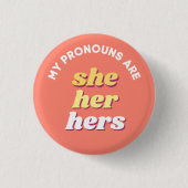 Meine Pronomen sind sie/sie/ihr Retro Pronoun Button (Vorderseite)