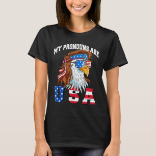 Meine Pronomen Sind Usa Adler Amerikanisch Lustig T-Shirt