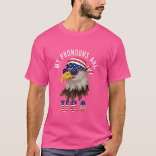 Meine Pronomen Sind USA Adler Amerikanisch Lustig T-Shirt