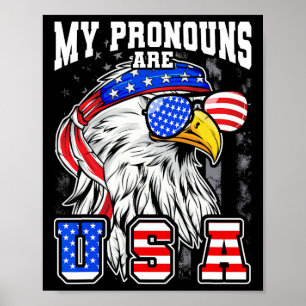 Meine Pronomen sind Usa Eagle American Funny 4. Ju Poster
