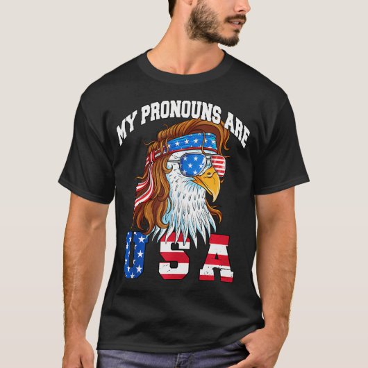 Meine Pronomen sind Usa Eagle American Funny 4. T-Shirt (Vorderseite)