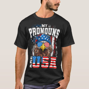 Meine Pronomen Sind Usa Patriotischer Adler Lustig T-Shirt