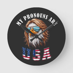 Meine Pronomen Sind USA Runde Wanduhr