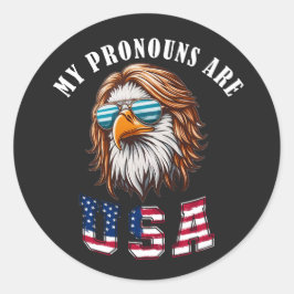 Meine Pronomen Sind USA Runder Aufkleber