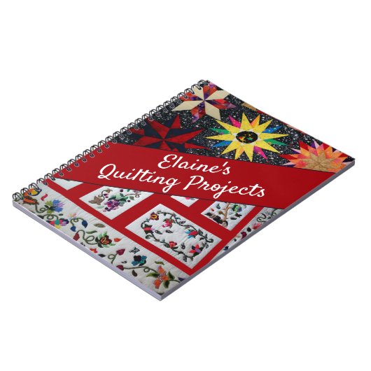 Meine Quiltprojekte farbiges Zitat, roter weißer T Notizblock (Linke Seite)