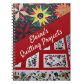 Meine Quiltprojekte farbiges Zitat, roter weißer T Notizblock (Vorderseite)
